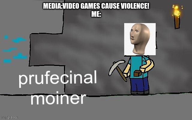 prufecinal moiner | image tagged in minecraft,miner,man | made w/ Imgflip meme maker