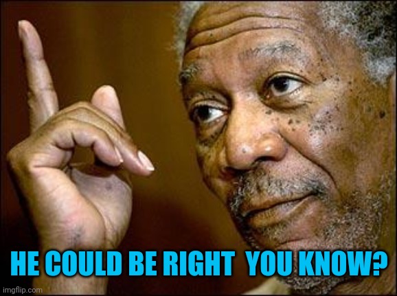 This Morgan Freeman | HE COULD BE RIGHT  YOU KNOW? | image tagged in this morgan freeman | made w/ Imgflip meme maker