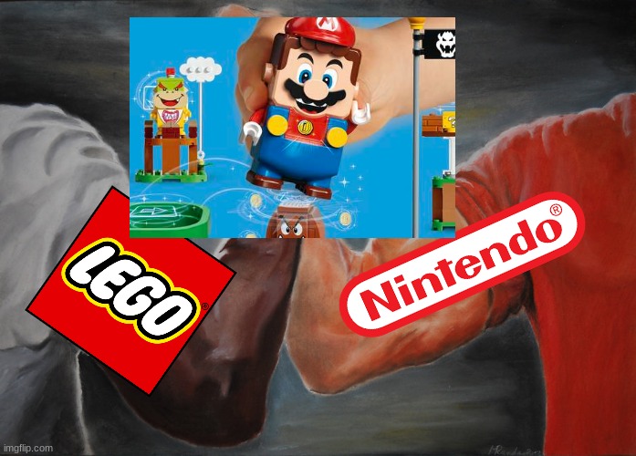 LEGO MARIO TIME | image tagged in memes,epic handshake,mario,lego,nintendo | made w/ Imgflip meme maker