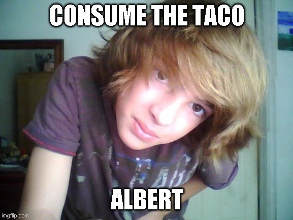 consume the taco Albert | CONSUME THE TACO; ALBERT | image tagged in consume the taco albert | made w/ Imgflip meme maker