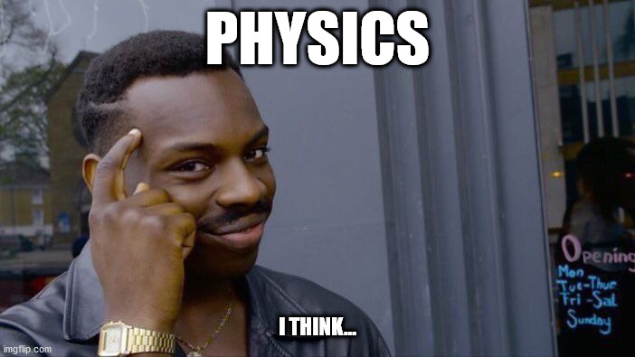 Roll Safe Think About It Meme | PHYSICS; I THINK... | image tagged in memes,roll safe think about it | made w/ Imgflip meme maker