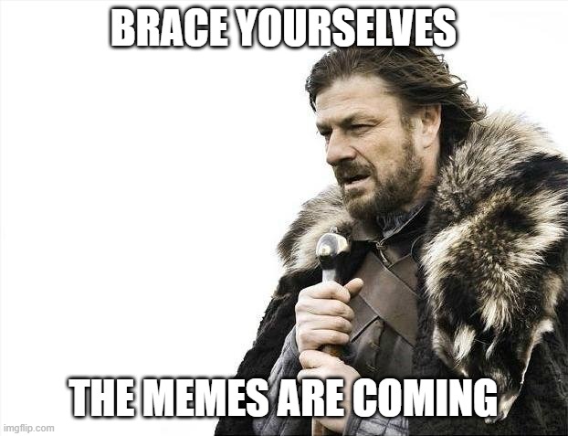 Brace Yourselves X is Coming | BRACE YOURSELVES; THE MEMES ARE COMING | image tagged in memes,brace yourselves x is coming | made w/ Imgflip meme maker