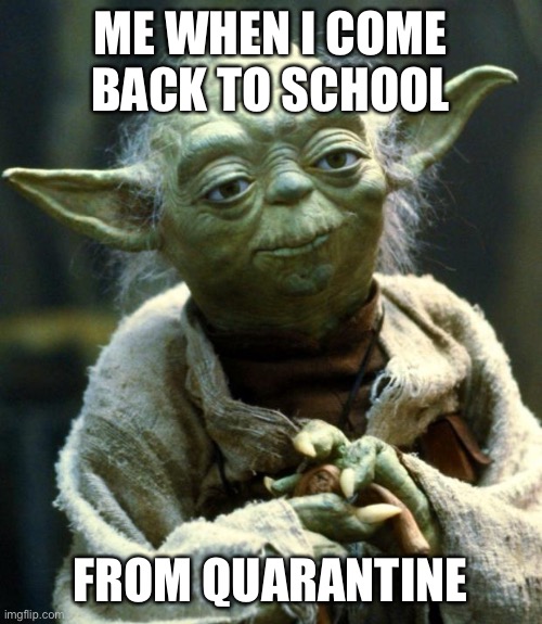 Star Wars Yoda | ME WHEN I COME BACK TO SCHOOL; FROM QUARANTINE | image tagged in memes,star wars yoda | made w/ Imgflip meme maker