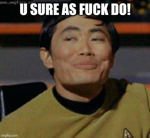 sulu | U SURE AS F**K DO! | image tagged in sulu | made w/ Imgflip meme maker