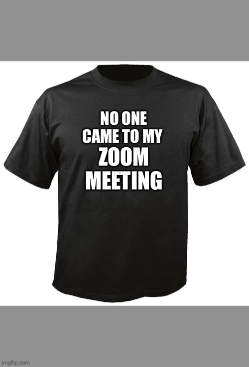 Blank T-Shirt | NO ONE CAME TO MY; ZOOM MEETING | image tagged in blank t-shirt | made w/ Imgflip meme maker