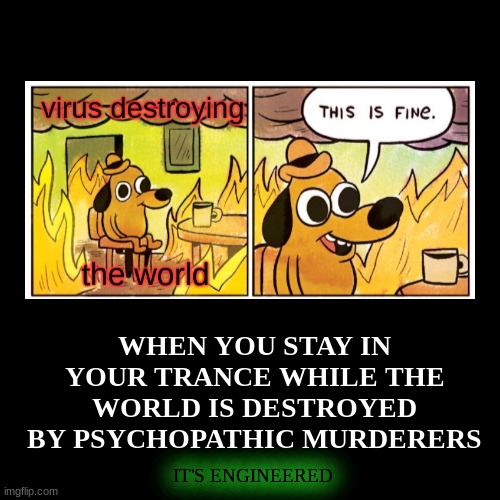 Nothing to See Here. Except the End Of Life As We Know It. | image tagged in end of the world,coronavirus,bioweapon,weapon,new world order,this is fine dog | made w/ Imgflip demotivational maker