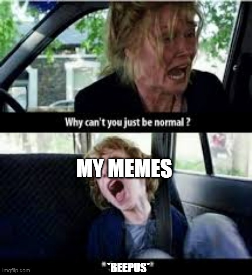 Why cant you just be normal? | MY MEMES; *BEEPUS* | image tagged in why cant you just be normal | made w/ Imgflip meme maker