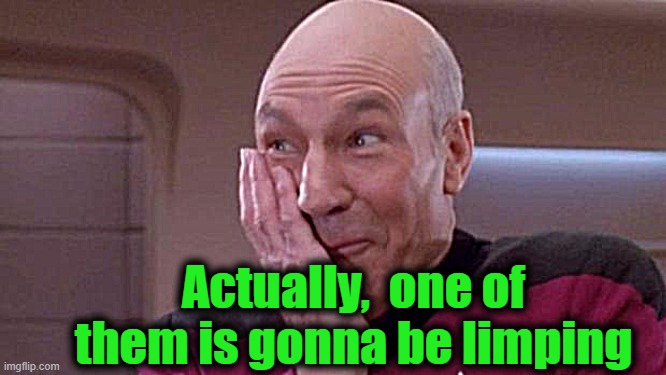 picard oops | Actually,  one of them is gonna be limping | image tagged in picard oops | made w/ Imgflip meme maker