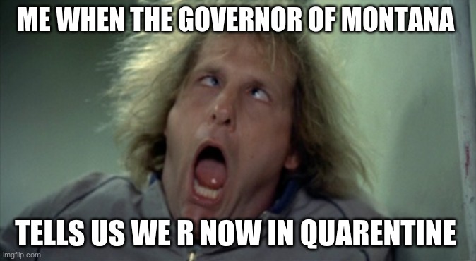 Scary Harry | ME WHEN THE GOVERNOR OF MONTANA; TELLS US WE R NOW IN QUARANTINE | image tagged in memes,scary harry | made w/ Imgflip meme maker