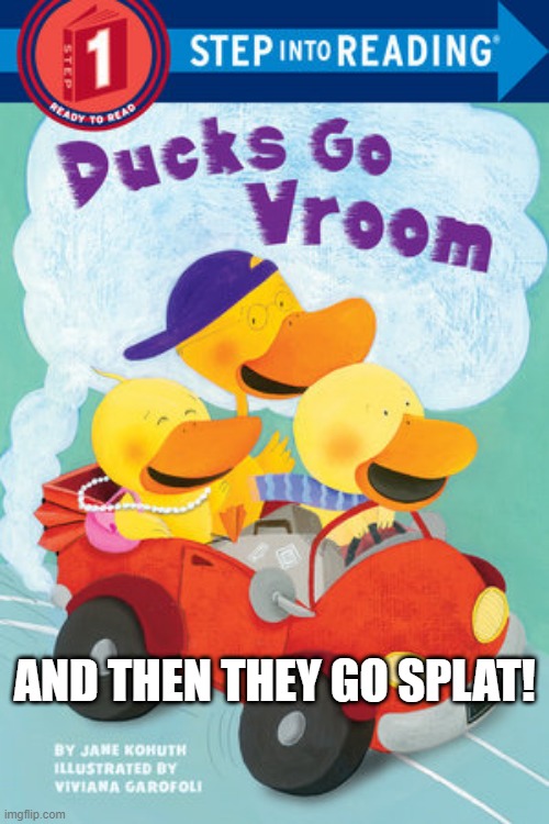 Ducks Can't Drive | AND THEN THEY GO SPLAT! | image tagged in ducks | made w/ Imgflip meme maker
