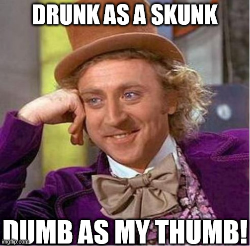 DRUNK AS A SKUNK DUMB AS MY THUMB! | made w/ Imgflip meme maker