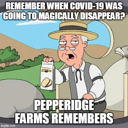 Pepperidge Farm Remembers Meme | REMEMBER WHEN COVID-19 WAS GOING TO MAGICALLY DISAPPEAR? PEPPERIDGE FARMS REMEMBERS | image tagged in memes,pepperidge farm remembers | made w/ Imgflip meme maker