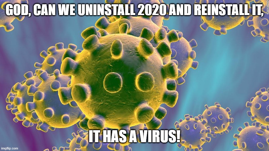 Coronavirus | GOD, CAN WE UNINSTALL 2020 AND REINSTALL IT, IT HAS A VIRUS! | image tagged in coronavirus | made w/ Imgflip meme maker