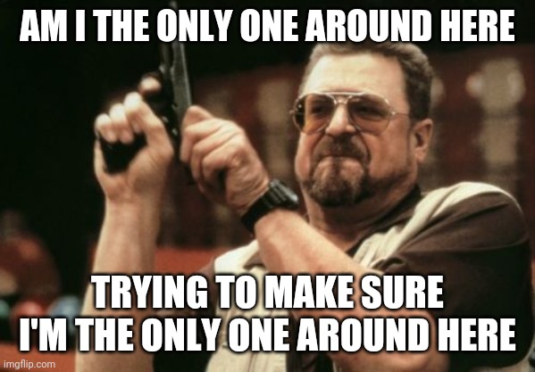 Am I The Only One Around Here | AM I THE ONLY ONE AROUND HERE; TRYING TO MAKE SURE I'M THE ONLY ONE AROUND HERE | image tagged in memes,am i the only one around here | made w/ Imgflip meme maker