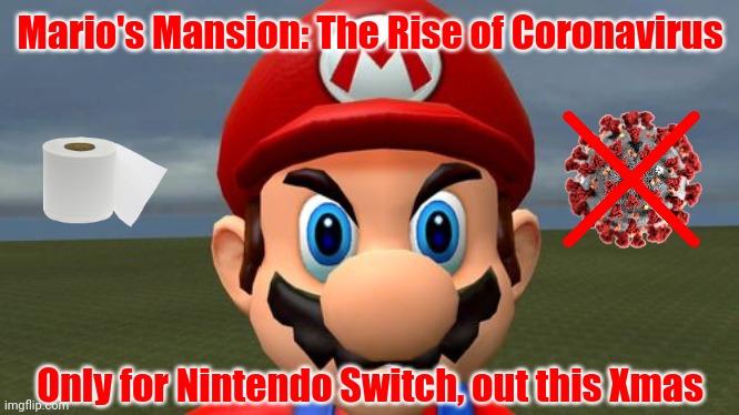 Mario's Mansion (THE NEW GAME, BETTER THAN HIS BROTHER LUIGI AND HIS OWN GAME) | Mario's Mansion: The Rise of Coronavirus; Only for Nintendo Switch, out this Xmas | image tagged in angry mario,mario,coronavirus,memes,funny,toilet paper | made w/ Imgflip meme maker