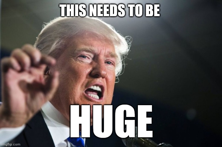 THIS NEEDS TO BE HUGE | image tagged in donald trump | made w/ Imgflip meme maker