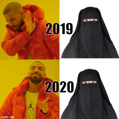 Burkovid | 2019; 2020 | image tagged in memes,coronavirus,covid19,burka | made w/ Imgflip meme maker