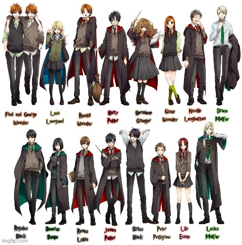 Repost, but I think it's cool to see the characters in an anime style. | image tagged in harry potter,anime,stop reading the tags | made w/ Imgflip meme maker