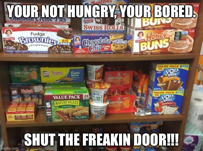 Shut the door | YOUR NOT HUNGRY, YOUR BORED. SHUT THE FREAKIN DOOR!!! | image tagged in snacks,snack,coronavirus,corona virus,bored,kitchen | made w/ Imgflip meme maker