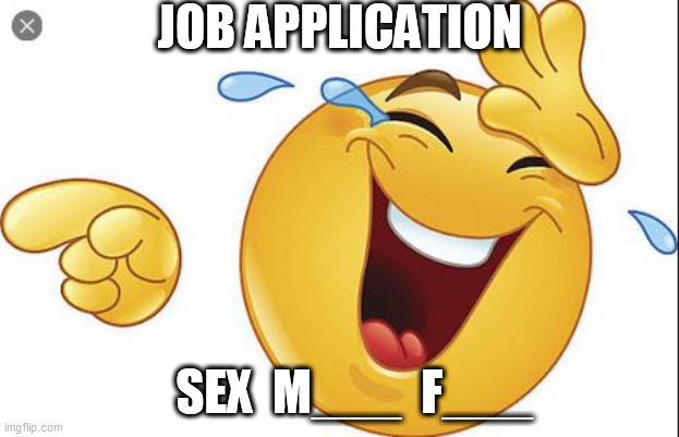 JOB APPLICATION SEX  M___  F___ | made w/ Imgflip meme maker