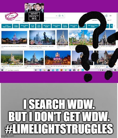 I SEARCH WDW. BUT I DON'T GET WDW. #LIMELIGHTSTRUGGLES | image tagged in wdw struggles | made w/ Imgflip meme maker