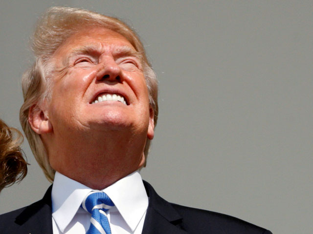 Trump looking at eclipse Blank Meme Template
