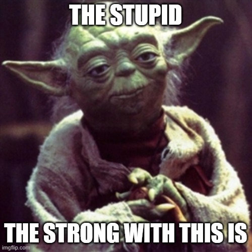 Force is strong | THE STUPID THE STRONG WITH THIS IS | image tagged in force is strong | made w/ Imgflip meme maker