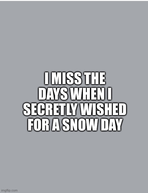 Snow day | I MISS THE DAYS WHEN I SECRETLY WISHED FOR A SNOW DAY | image tagged in funny memes | made w/ Imgflip meme maker