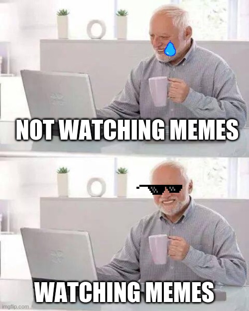 Hide the Pain Harold | NOT WATCHING MEMES; WATCHING MEMES | image tagged in memes,hide the pain harold | made w/ Imgflip meme maker