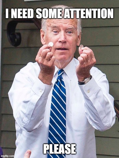 Joe Biden Quarter | I NEED SOME ATTENTION; PLEASE | image tagged in joe biden quarter | made w/ Imgflip meme maker