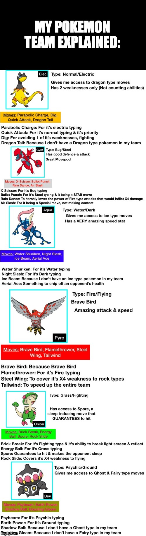 I don't just pick these guys because they're my favorites | MY POKEMON TEAM EXPLAINED: | made w/ Imgflip meme maker