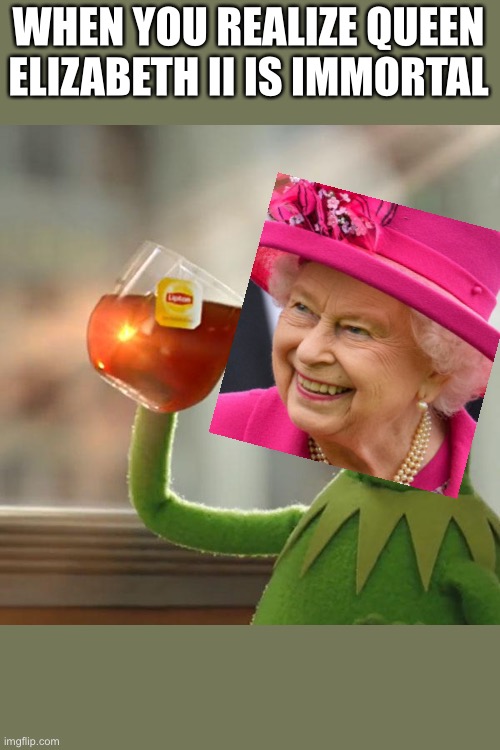 But That's None Of My Business Meme |  WHEN YOU REALIZE QUEEN ELIZABETH II IS IMMORTAL | image tagged in memes,but that's none of my business,kermit the frog | made w/ Imgflip meme maker