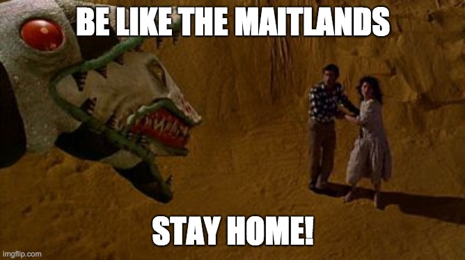 BE LIKE THE MAITLANDS; STAY HOME! | image tagged in stay home,covid-19,beetlejuice,together | made w/ Imgflip meme maker