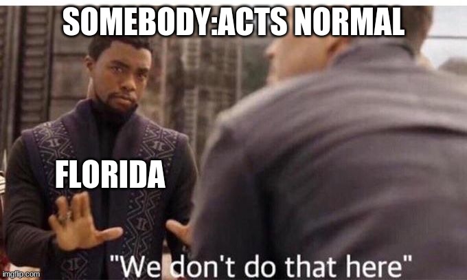 We dont do that here | SOMEBODY:ACTS NORMAL; FLORIDA | image tagged in we dont do that here | made w/ Imgflip meme maker