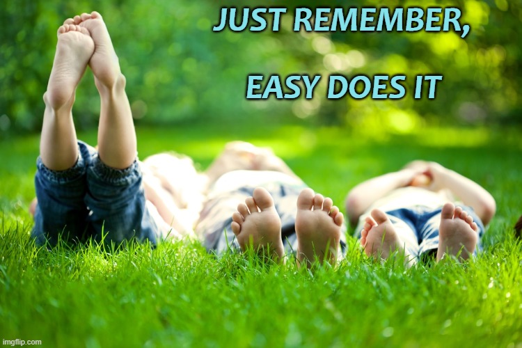 Easy Does IT | JUST REMEMBER, EASY DOES IT | image tagged in affirmation,take it easy | made w/ Imgflip meme maker