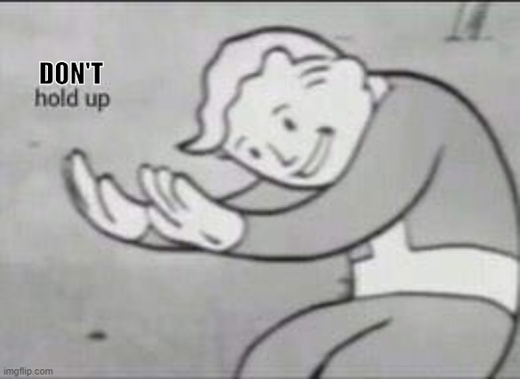 Fallout Hold Up | DON'T | image tagged in fallout hold up | made w/ Imgflip meme maker