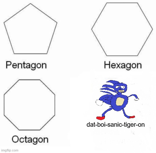 i did this for joke, pls don't hate | dat-boi-sanic-tiger-on | image tagged in memes,pentagon hexagon octagon | made w/ Imgflip meme maker