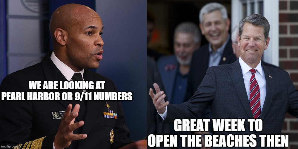 This is going to take forever to clear | WE ARE LOOKING AT PEARL HARBOR OR 9/11 NUMBERS; GREAT WEEK TO OPEN THE BEACHES THEN | image tagged in politics,governor | made w/ Imgflip meme maker