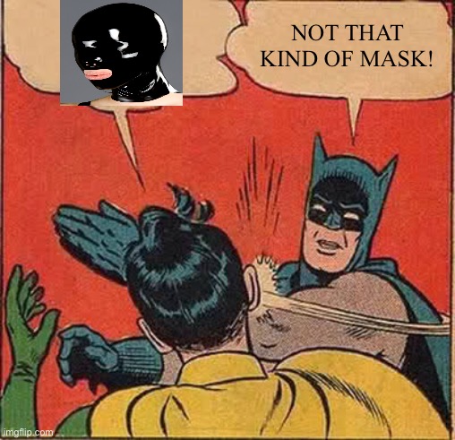 Batman Slapping Robin Meme | NOT THAT KIND OF MASK! | image tagged in memes,batman slapping robin | made w/ Imgflip meme maker