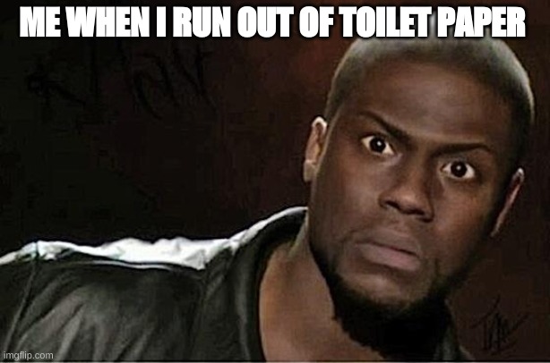 Kevin Hart | ME WHEN I RUN OUT OF TOILET PAPER | image tagged in memes,kevin hart | made w/ Imgflip meme maker