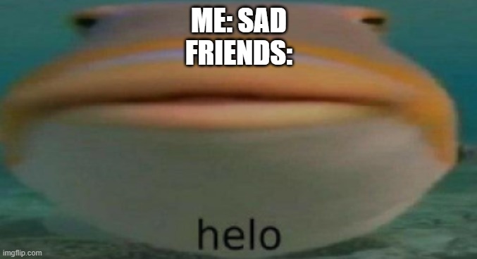 helo | ME: SAD
FRIENDS: | image tagged in helo | made w/ Imgflip meme maker