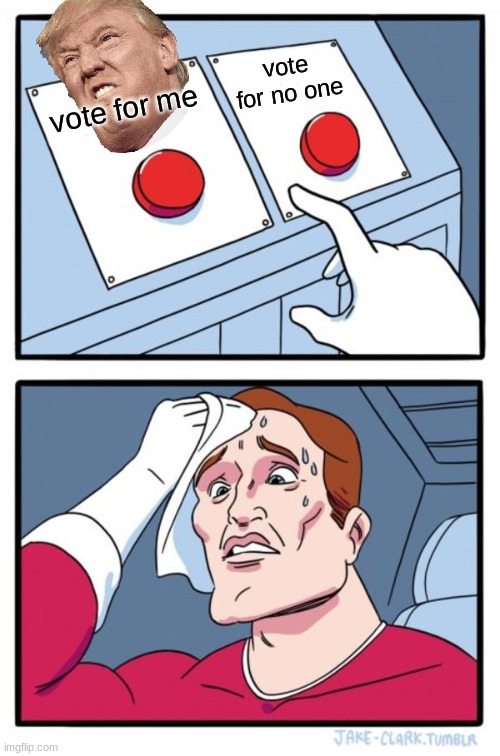 Two Buttons Meme | vote for no one; vote for me | image tagged in memes,two buttons | made w/ Imgflip meme maker