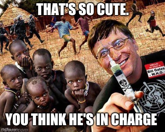 EBOLA VIRUS BILL GATES | THAT'S SO CUTE. YOU THINK HE'S IN CHARGE | image tagged in ebola virus bill gates | made w/ Imgflip meme maker