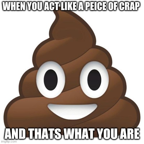 poop | WHEN YOU ACT LIKE A PEICE OF CRAP; AND THATS WHAT YOU ARE | image tagged in poop | made w/ Imgflip meme maker
