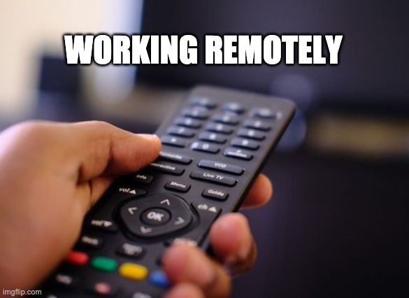 Working Remotely | WORKING REMOTELY | image tagged in tvwork corona covid 19 work from home remote social distancing | made w/ Imgflip meme maker