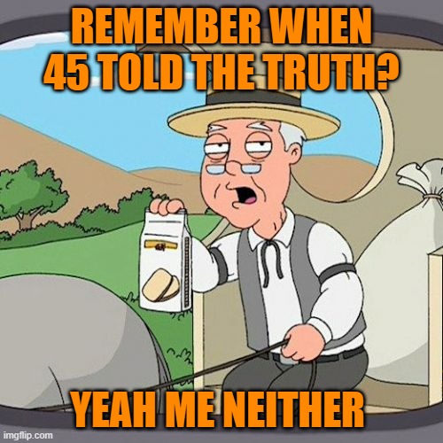 Pepperidge Farm Remembers Meme | REMEMBER WHEN 45 TOLD THE TRUTH? YEAH ME NEITHER | image tagged in memes,pepperidge farm remembers | made w/ Imgflip meme maker