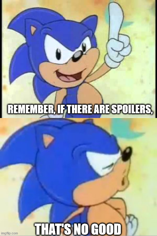 THAT'S NO GOOD REMEMBER, IF THERE ARE SPOILERS, | image tagged in sonic that's no good,that's no good | made w/ Imgflip meme maker