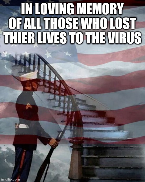 Memorial Day | IN LOVING MEMORY OF ALL THOSE WHO LOST THIER LIVES TO THE VIRUS | image tagged in memorial day | made w/ Imgflip meme maker