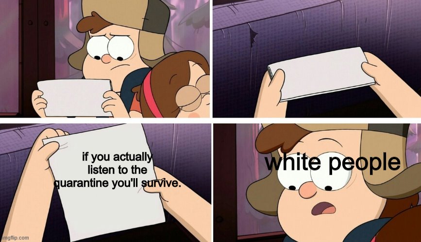 Gravity Falls Note Template | white people; if you actually listen to the quarantine you'll survive. | image tagged in gravity falls note template | made w/ Imgflip meme maker