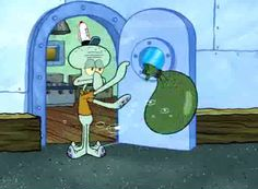 Squidward throwing out trash Blank Meme Template